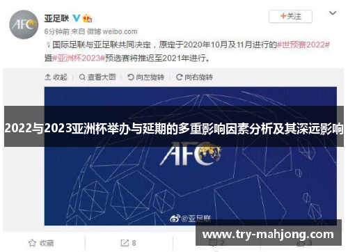 2022与2023亚洲杯举办与延期的多重影响因素分析及其深远影响 2022与2023亚洲杯举办与延期的多重影响因素分析及其深远影响