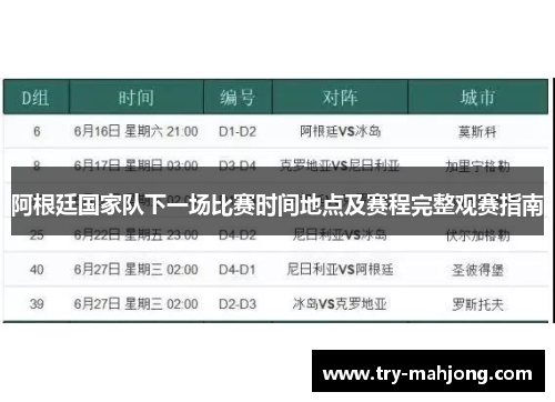 阿根廷国家队下一场比赛时间地点及赛程完整观赛指南