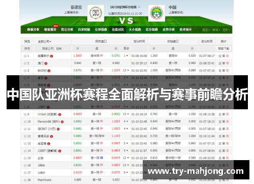 中国队亚洲杯赛程全面解析与赛事前瞻分析