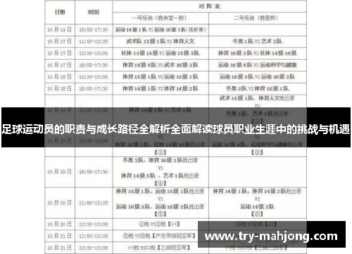 足球运动员的职责与成长路径全解析全面解读球员职业生涯中的挑战与机遇 足球运动员的职责与成长路径全解析全面解读球员职业生涯中的挑战与机遇
